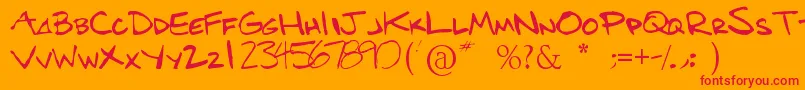 Benshand Font – Red Fonts on Orange Background