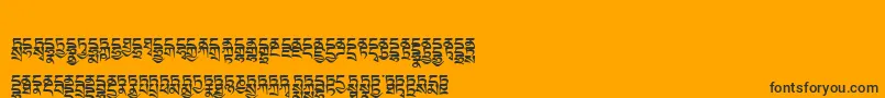 Tibetanmachineweb4-Schriftart – Schwarze Schriften auf orangefarbenem Hintergrund