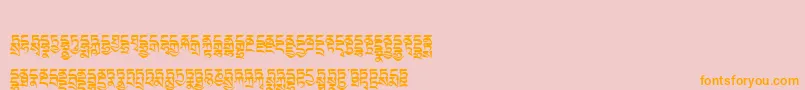 Tibetanmachineweb4-Schriftart – Orangefarbene Schriften auf rosa Hintergrund