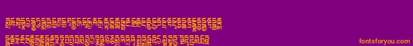 Tibetanmachineweb4-Schriftart – Orangefarbene Schriften auf violettem Hintergrund