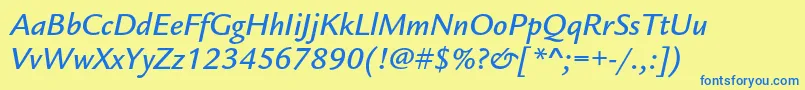 LegacysansstdMediumitalic Font – Blue Fonts on Yellow Background