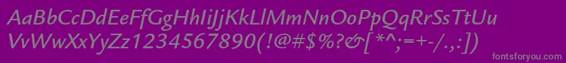 Fonte LegacysansstdMediumitalic – fontes cinzas em um fundo violeta