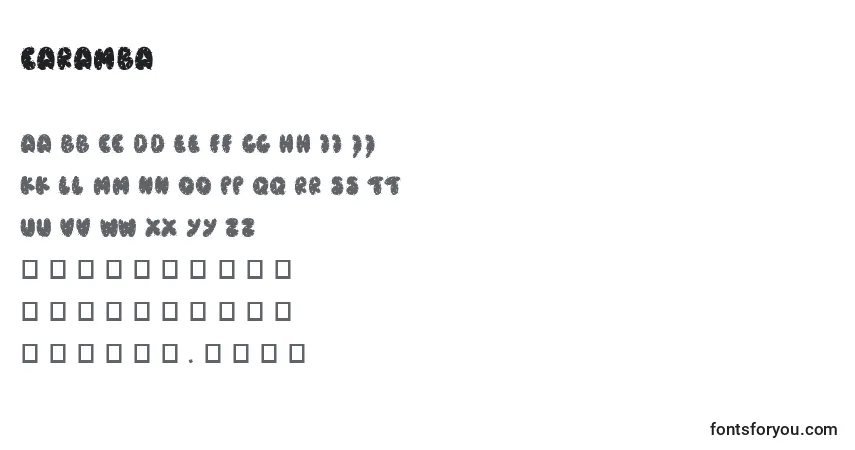 Schriftart Caramba – Alphabet, Zahlen, spezielle Symbole