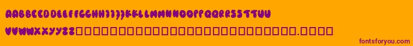 Caramba-Schriftart – Violette Schriften auf orangefarbenem Hintergrund