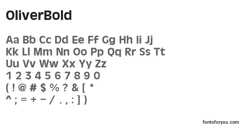 Czcionka OliverBold – alfabet, cyfry, specjalne znaki