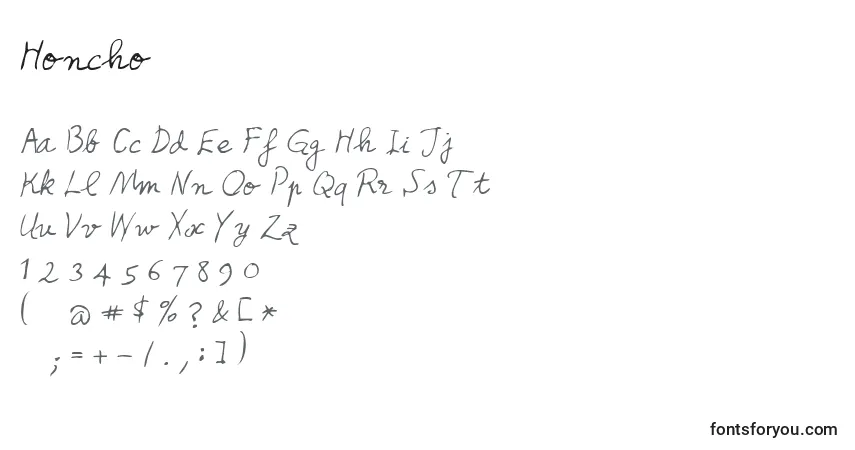 Schriftart Honcho – Alphabet, Zahlen, spezielle Symbole