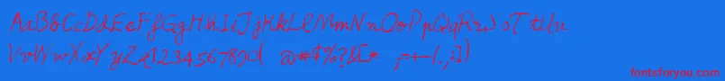 Honcho-Schriftart – Rote Schriften auf blauem Hintergrund