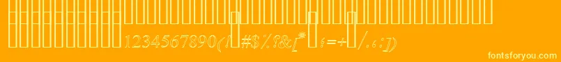 DiwaniSimpleOutline-Schriftart – Gelbe Schriften auf orangefarbenem Hintergrund