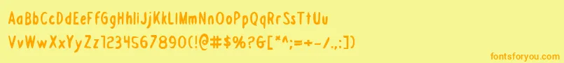 フォントDraftingboardb – オレンジの文字が黄色の背景にあります。