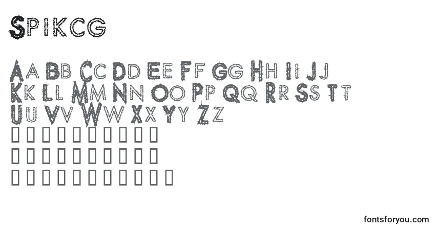 Czcionka Spikcg – alfabet, cyfry, specjalne znaki