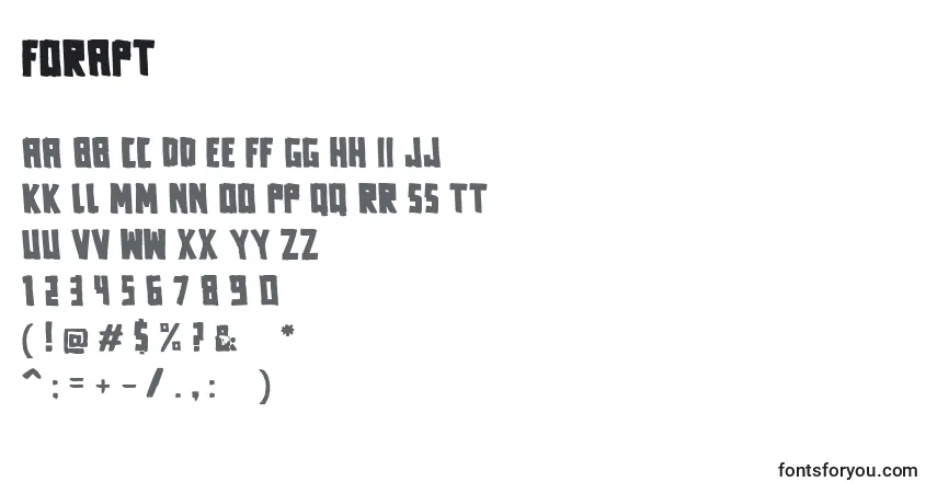 A fonte Forapt – alfabeto, números, caracteres especiais