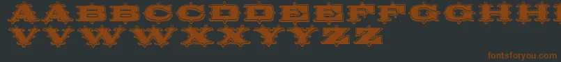 Circusornate-Schriftart – Braune Schriften auf schwarzem Hintergrund