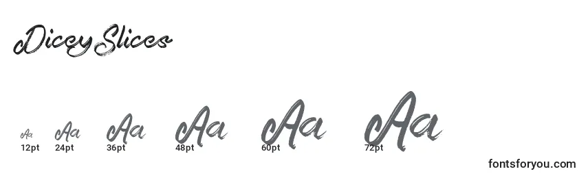 sizes of diceyslices font, diceyslices sizes