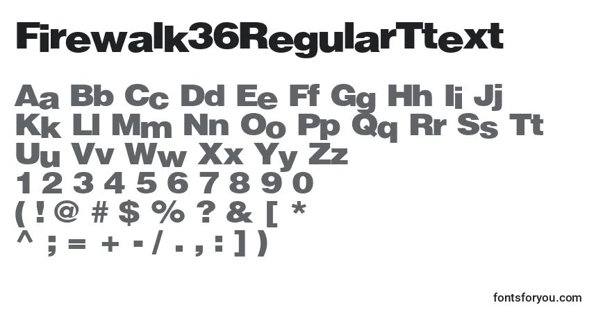 A fonte Firewalk36RegularTtext – alfabeto, números, caracteres especiais