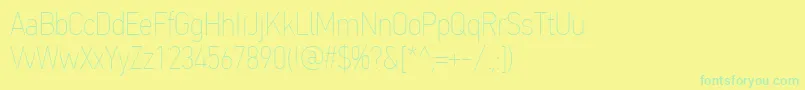 PfdintextcondproXthin Font – Green Fonts on Yellow Background