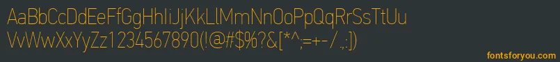 フォントPfdintextcondproXthin – 黒い背景にオレンジの文字