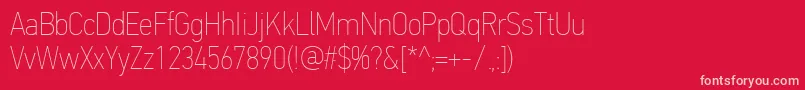 PfdintextcondproXthin Font – Pink Fonts on Red Background