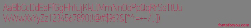 PfdintextcondproXthin Font – Red Fonts on Gray Background