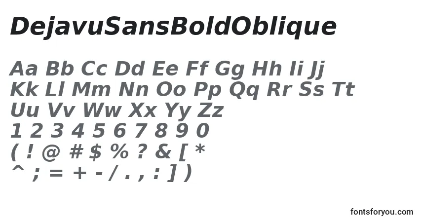 DejavuSansBoldOblique-fontti – aakkoset, numerot, erikoismerkit