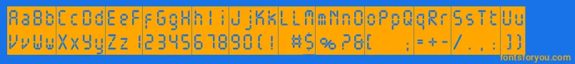 Weitere Informationen zur Electronicablackc-Schriftart Electronicablackc-Schriftart – Orangefarbene Schriften auf blauem Hintergrund
