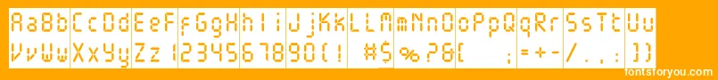 Weitere Informationen zur Electronicablackc-Schriftart Electronicablackc-Schriftart – Weiße Schriften auf orangefarbenem Hintergrund