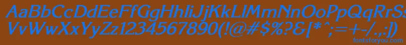 KorinnaSuBoldItalic Font – Blue Fonts on Brown Background