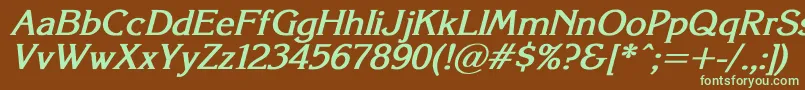 KorinnaSuBoldItalic Font – Green Fonts on Brown Background