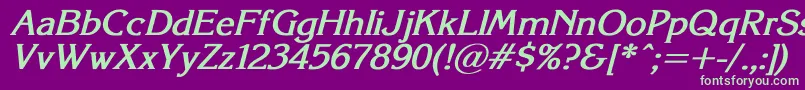 KorinnaSuBoldItalic Font – Green Fonts on Purple Background