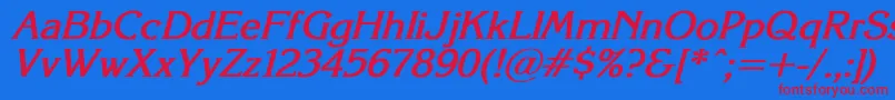 KorinnaSuBoldItalic Font – Red Fonts on Blue Background