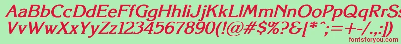 KorinnaSuBoldItalic Font – Red Fonts on Green Background