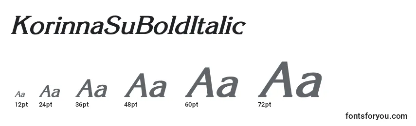 Размеры шрифта KorinnaSuBoldItalic