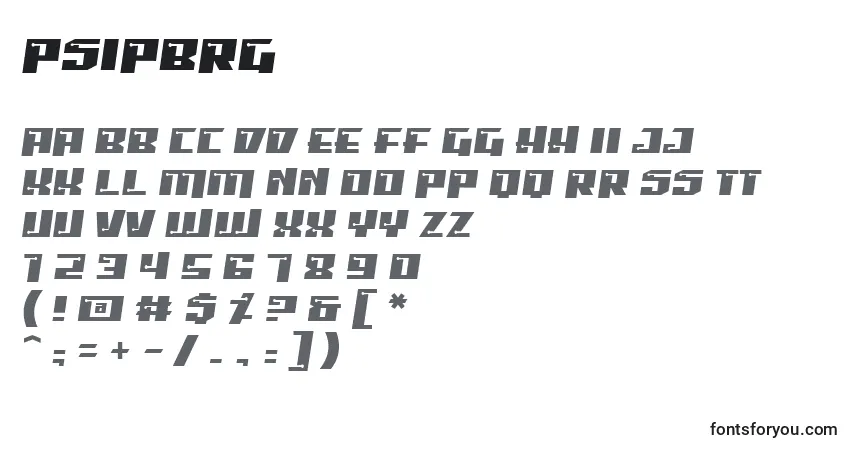 Schriftart Psipbrg – Alphabet, Zahlen, spezielle Symbole