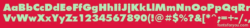 フォントFuturisextraBoldCyrillic – 赤い背景に緑の文字