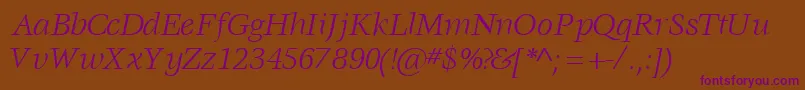 VoracesskItalic Font – Purple Fonts on Brown Background