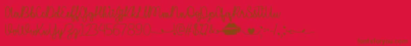 IMissYourKissTtf-Schriftart – Braune Schriften auf rotem Hintergrund