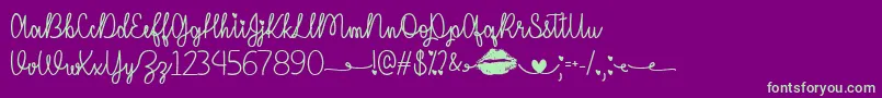 IMissYourKissTtf Font – Green Fonts on Purple Background