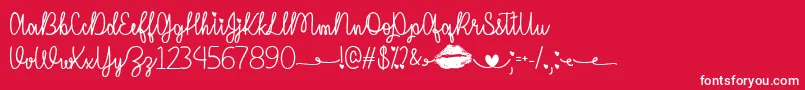 IMissYourKissTtf-Schriftart – Weiße Schriften auf rotem Hintergrund