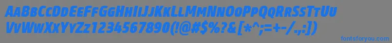 CoreSansMSc87CnHeavyItalic Font – Blue Fonts on Gray Background