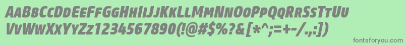 CoreSansMSc87CnHeavyItalic Font – Gray Fonts on Green Background