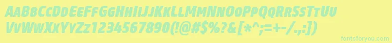 CoreSansMSc87CnHeavyItalic Font – Green Fonts on Yellow Background