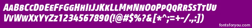 CoreSansMSc87CnHeavyItalic Font – White Fonts on Purple Background