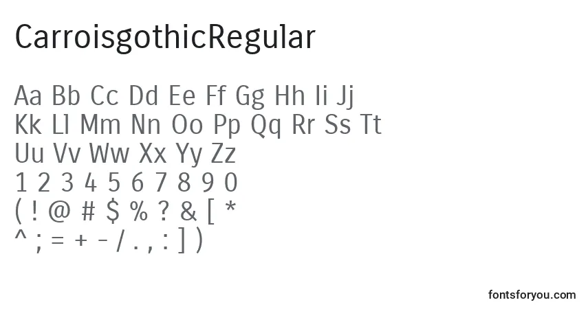 A fonte CarroisgothicRegular – alfabeto, números, caracteres especiais