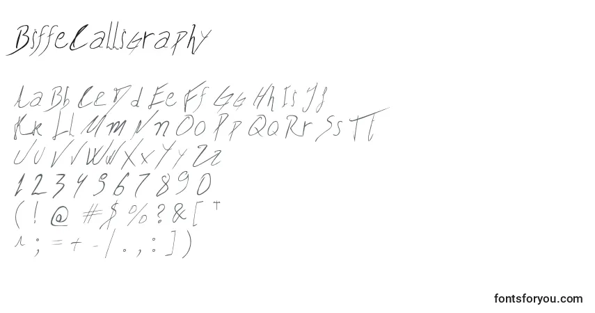 Czcionka BiffeCalligraphy – alfabet, cyfry, specjalne znaki