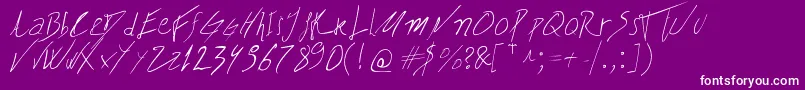 Czcionka BiffeCalligraphy – białe czcionki na fioletowym tle