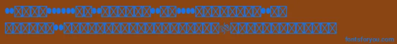 Czcionka Woodtypeornamentsstd – niebieskie czcionki na brązowym tle