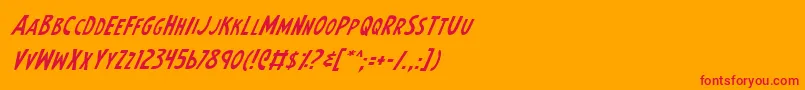 EarthsMightiestItalic-Schriftart – Rote Schriften auf orangefarbenem Hintergrund