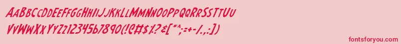 フォントEarthsMightiestItalic – ピンクの背景に赤い文字