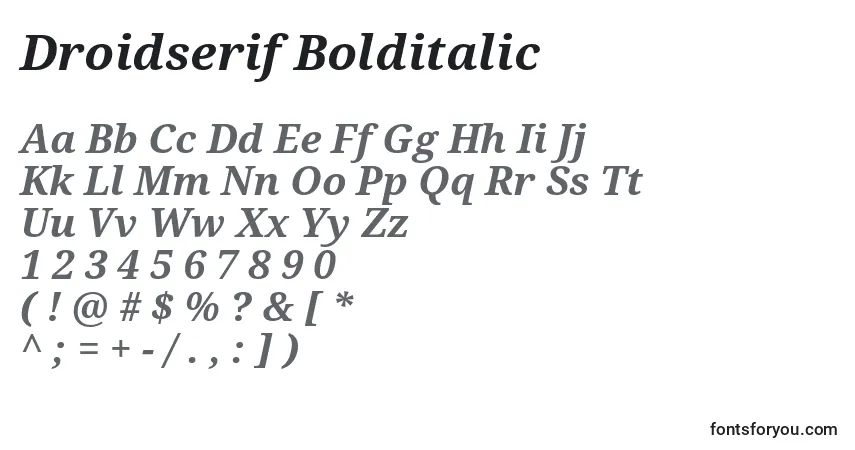 Droidserif Bolditalic Font – alphabet, numbers, special characters