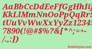 Droidserif Bolditalic font – Red Fonts On Green Background