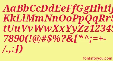 Droidserif Bolditalic font – Red Fonts On Yellow Background